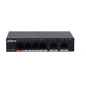 DAHUA PFS3006-4GT-60-V2, 6 Port, Gigabit, 4 Port PoE, 60W, Yönetilemez, Masaüstü Switch