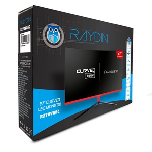 RAYDIN R270VABC, 27", 2ms, 75Hz, Full HD, D-Sub, HDMI, Frameless, R1800 Curved, VA LED Monitör (Siyah)