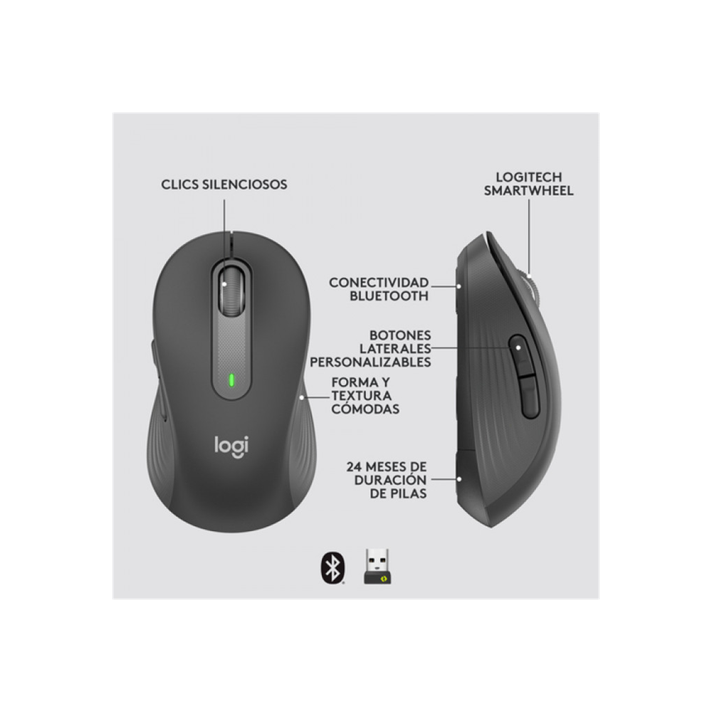 LOGITECH 910-006253, M650 Signature, Siyah, Sağ El, USB Nano 2,4G Kablosuz, 4000dpi, Optik, 5 Tuşlu, 24ay Pil Ömrü, Sessiz Mouse
