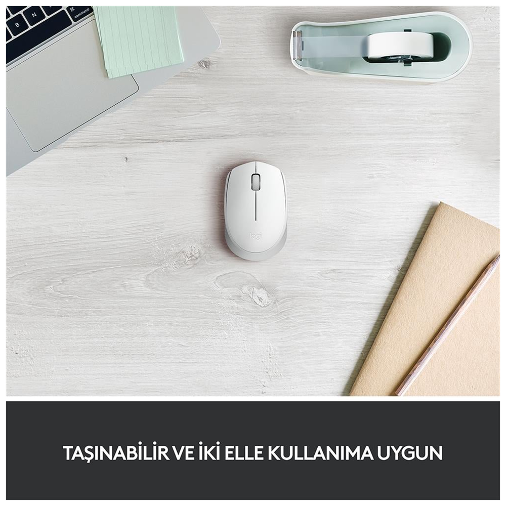 LOGITECH 910-006867, M171 White, USB Nano 2,4G Kablosuz, 1000dpi, Optik, 3 Tuşlu, 12ay Pil Ömrü, Mouse