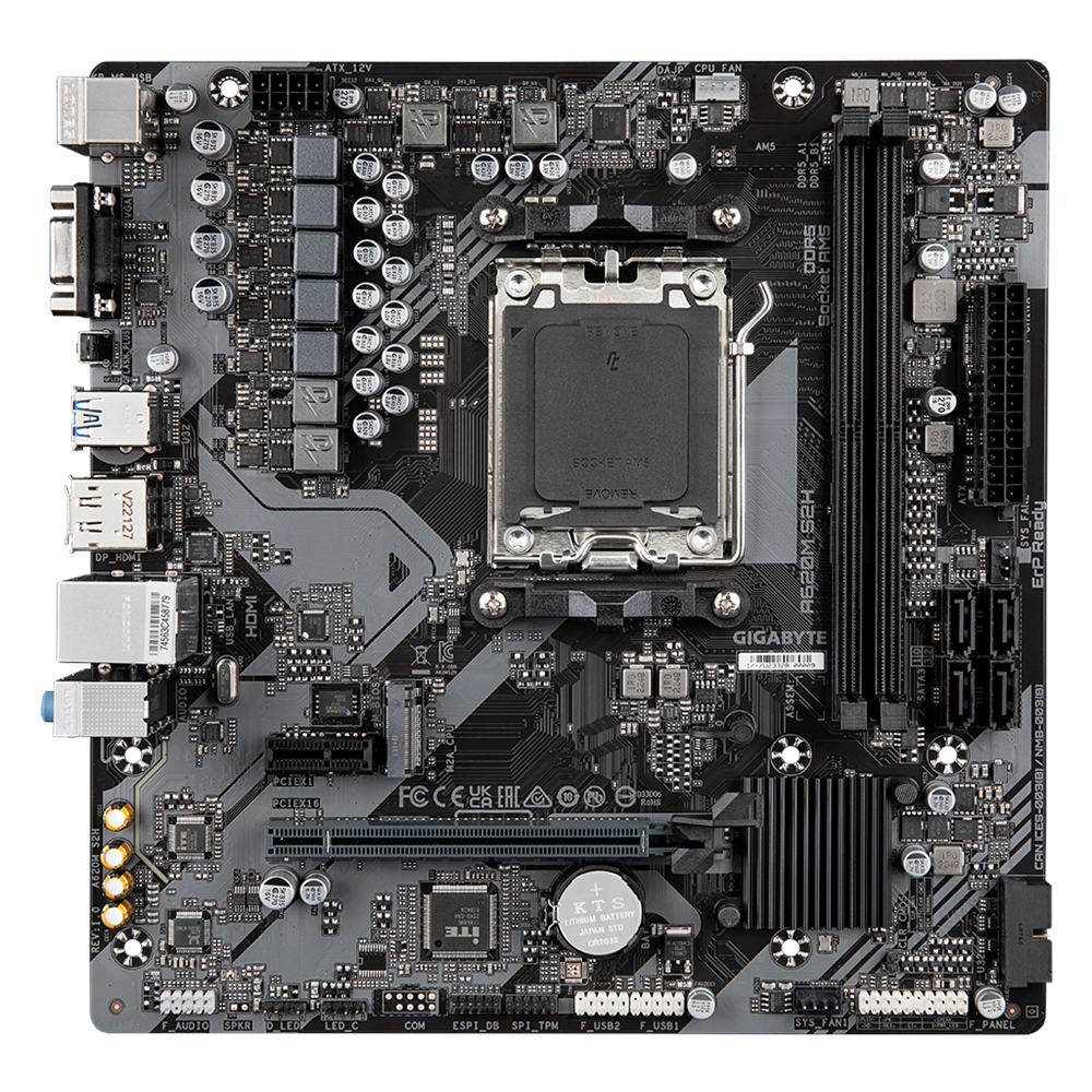 GIGABYTE A620M-S2H, rev.1.2, 6400MHz, 2xDDR5, 1x M.2, D-SUB, HDMI, DP, AM5 Soket Anakart