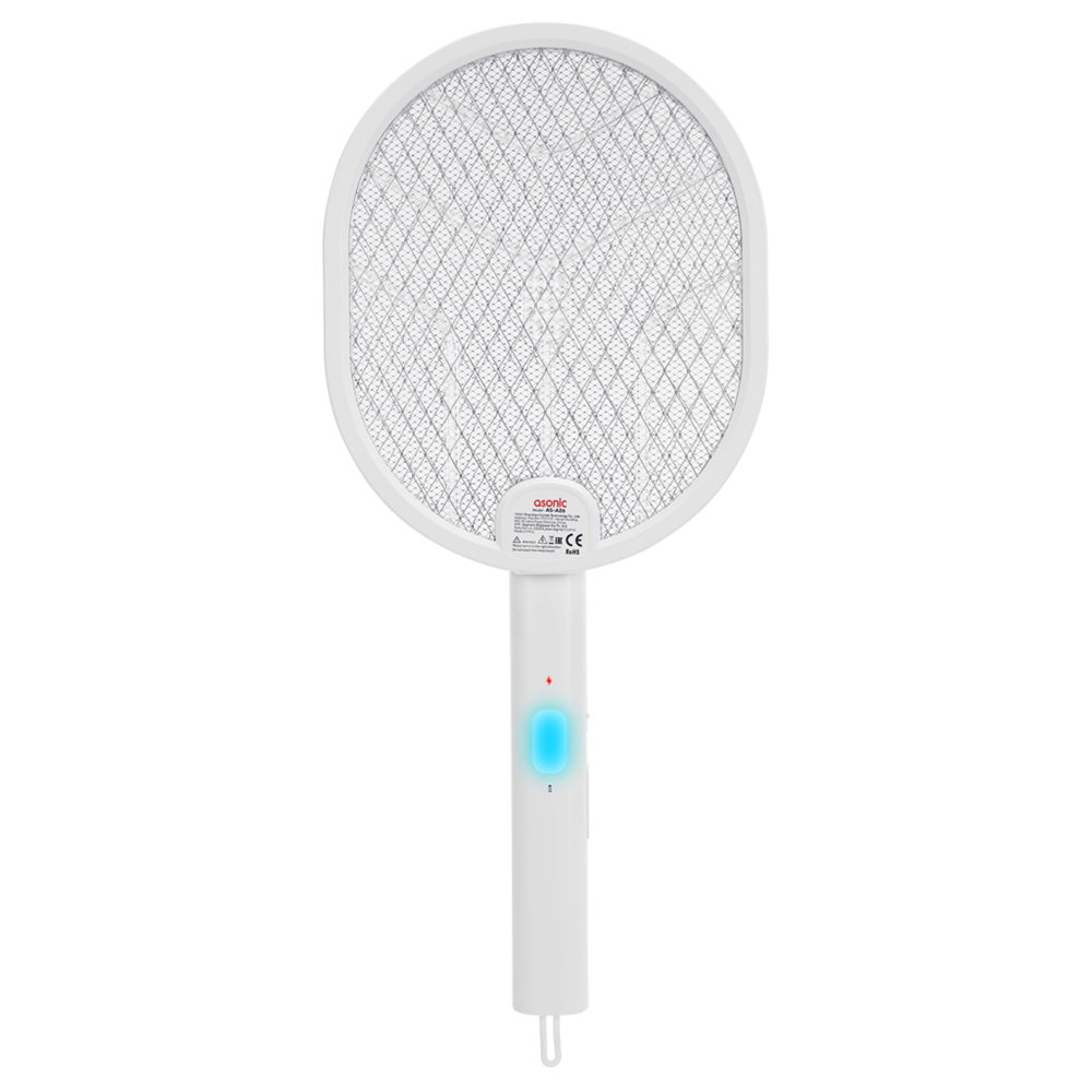 ASONIC AS-A26, Beyaz, 3000V, Raket Tipi, UV Mor Işıklı, 1200mAh, Bataryalı, Şarj Edilebilir, Katlanabilir, Sinek Öldürücü
