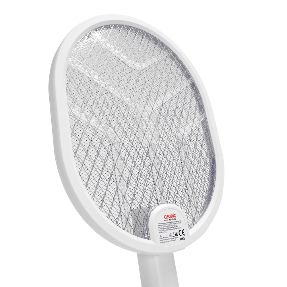 ASONIC AS-A26, Beyaz, 3000V, Raket Tipi, UV Mor Işıklı, 1200mAh, Bataryalı, Şarj Edilebilir, Katlanabilir, Sinek Öldürücü