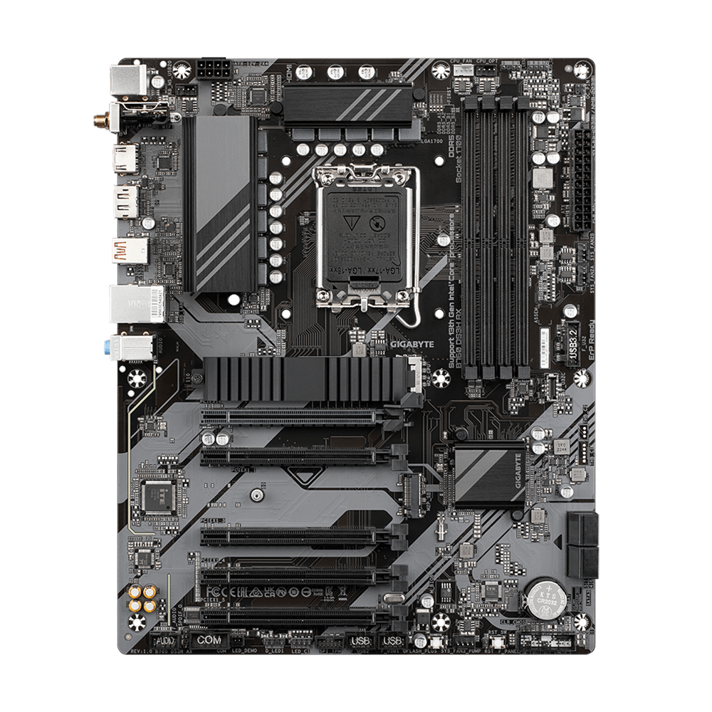 GIGABYTE B760 DS3H AX, rev.1.0, 4xDDR5, 2xM.2, DP, HDMI, Type-C, Wi-Fi 6E, Bluetooth v5.3, 12-13-14.Nesil, LGA1700 Soket, Anakart