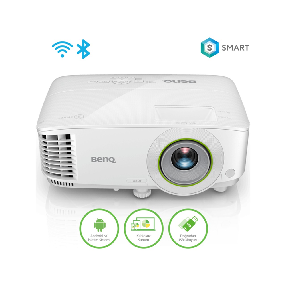BENQ EW600, 3600 ANSI, 1280x800 WXGA, 1xHDMI, VGA, USB Okuyucu, DLP, Kablosuz Wireless, 15.000 Saat Lamba Ömrü, Android, SMART, Projeksiyon