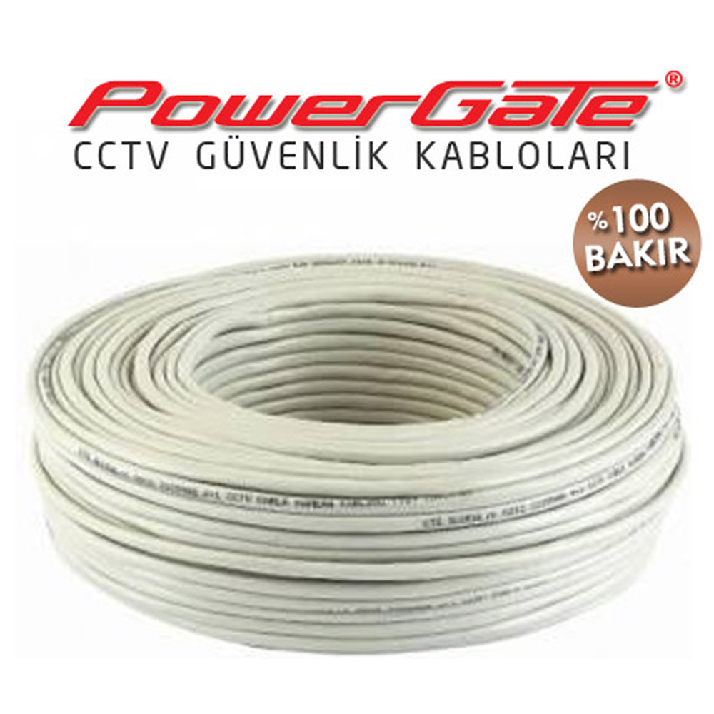 PowerGate CELL2 91mt, 2+1 (2x0,22+0,22) %100 Bakır, CCTV Güvenlik Kablosu