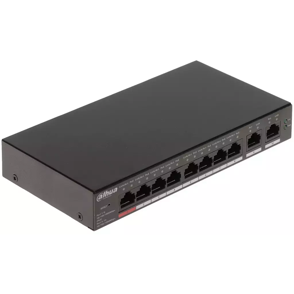 DAHUA CS4010-8GT-110, 8 Port, Gigabit, PoE 110W, 2 Port Uplink, Cloud Yönetilebilir, Switch