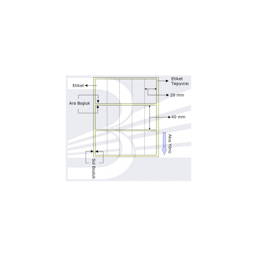 POWERGATE Etiket, Vellum, 20mmx40mm (Tek Kolonda 5 adet), Toplam 5000 ad