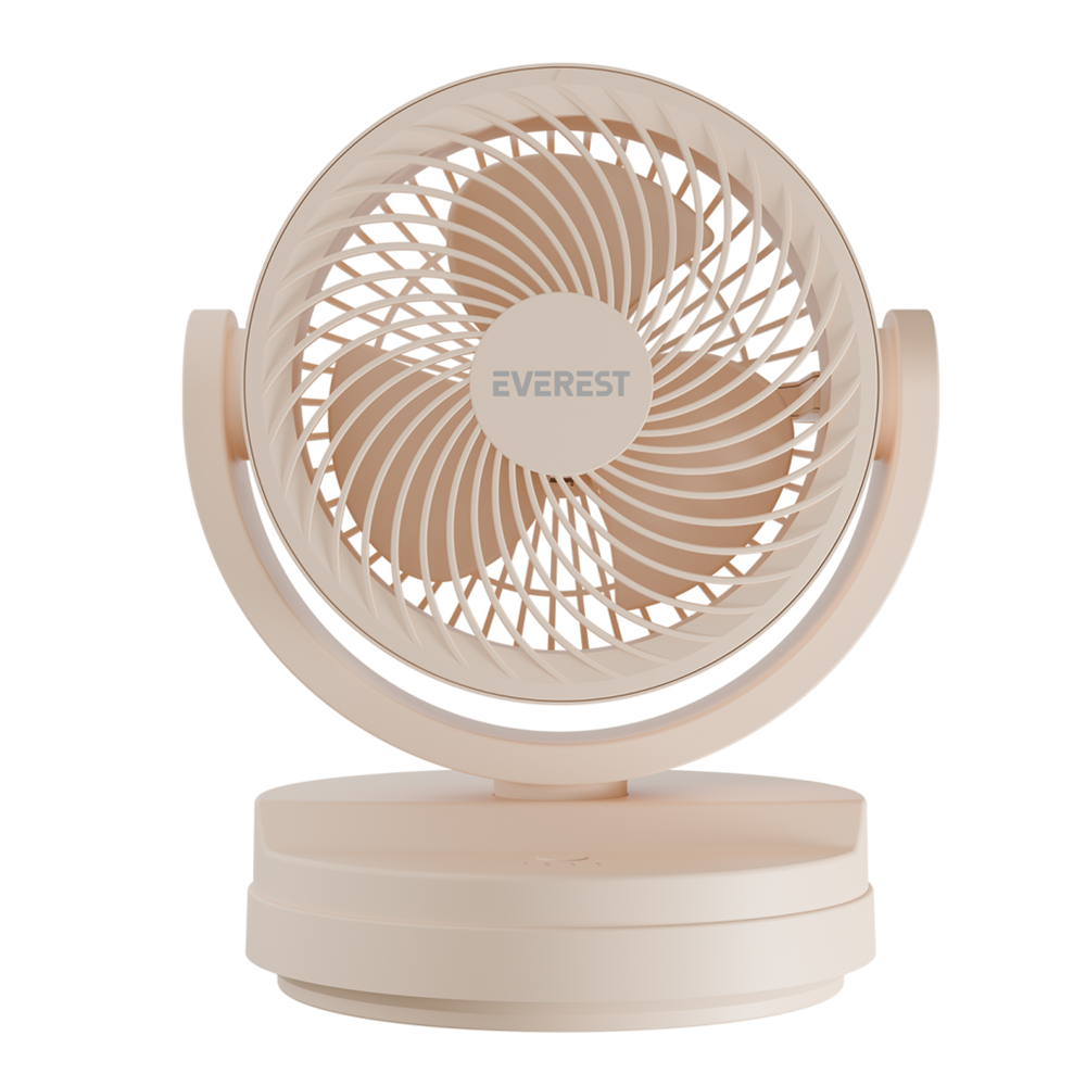 EVEREST EFN-509, KREM, 3 Kademeli Hız, 3lü 7"Kanat, Masaüstü, Type-C Vantilatör