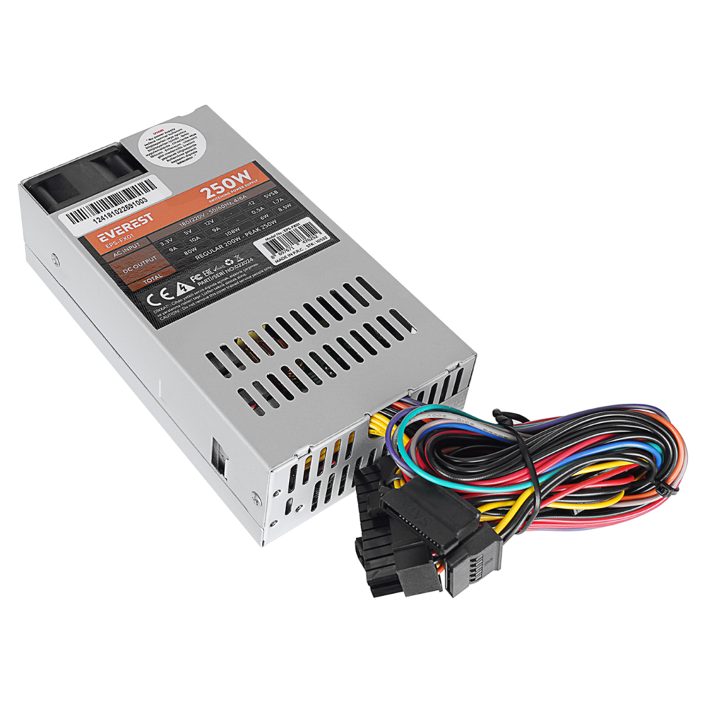 Everest EPS-FX01, Peak 250W, 4cm Fan, İnce Uzun, 41 x 81 x 150mm, Flex Power Supply (PSU) Box