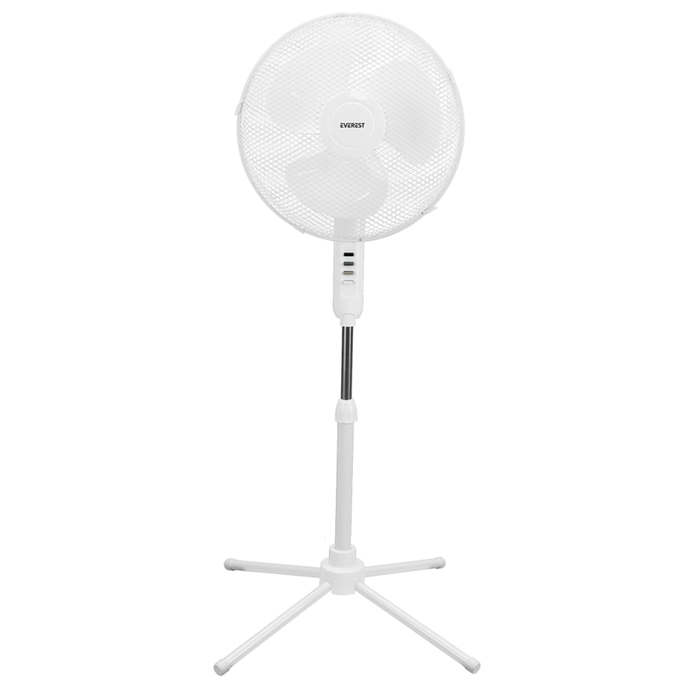 EVEREST FAN10, BEYAZ, EcoWind, 3 Kademeli Hız, 3lü 16" Kanat, 45W, Otomatik Salınım, Yükseklik Ayarlı, AC220, Vantilatör