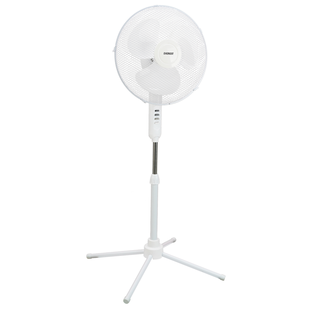 EVEREST FAN10, BEYAZ, EcoWind, 3 Kademeli Hız, 3lü 16" Kanat, 45W, Otomatik Salınım, Yükseklik Ayarlı, AC220, Vantilatör