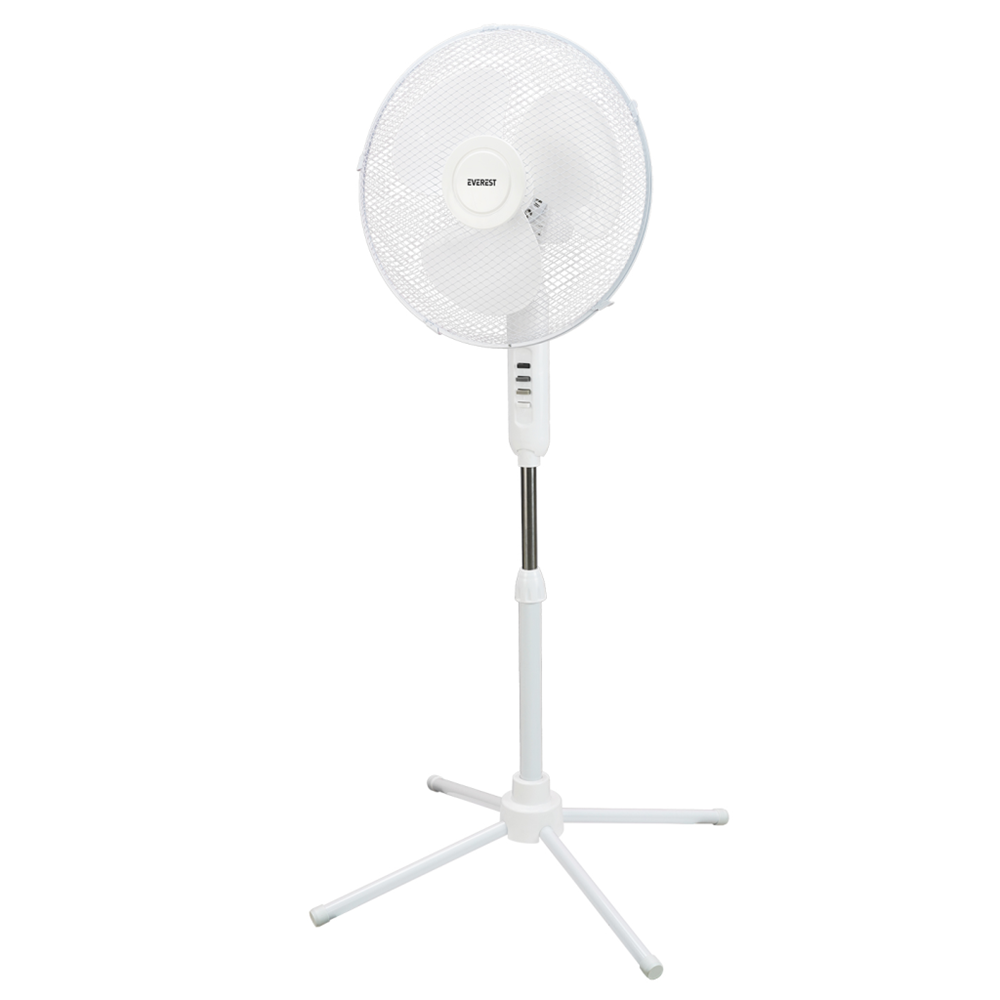 EVEREST FAN10, BEYAZ, EcoWind, 3 Kademeli Hız, 3lü 16" Kanat, 45W, Otomatik Salınım, Yükseklik Ayarlı, AC220, Vantilatör
