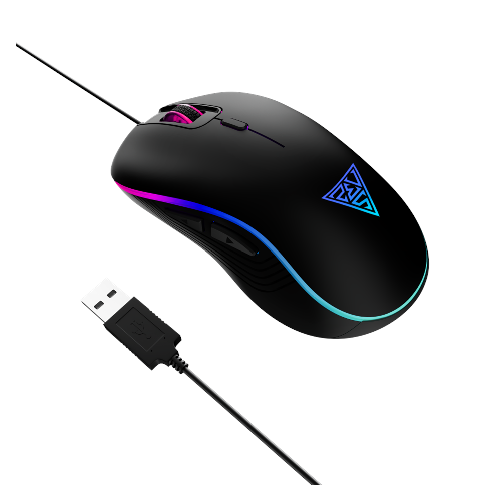 GAMDIAS AURA GS3, Çok Renkli Aydınlatma, USB Kablolu, 6 Programlanabilir Buton, Gaming Mouse, 3.600 DPI, Siyah