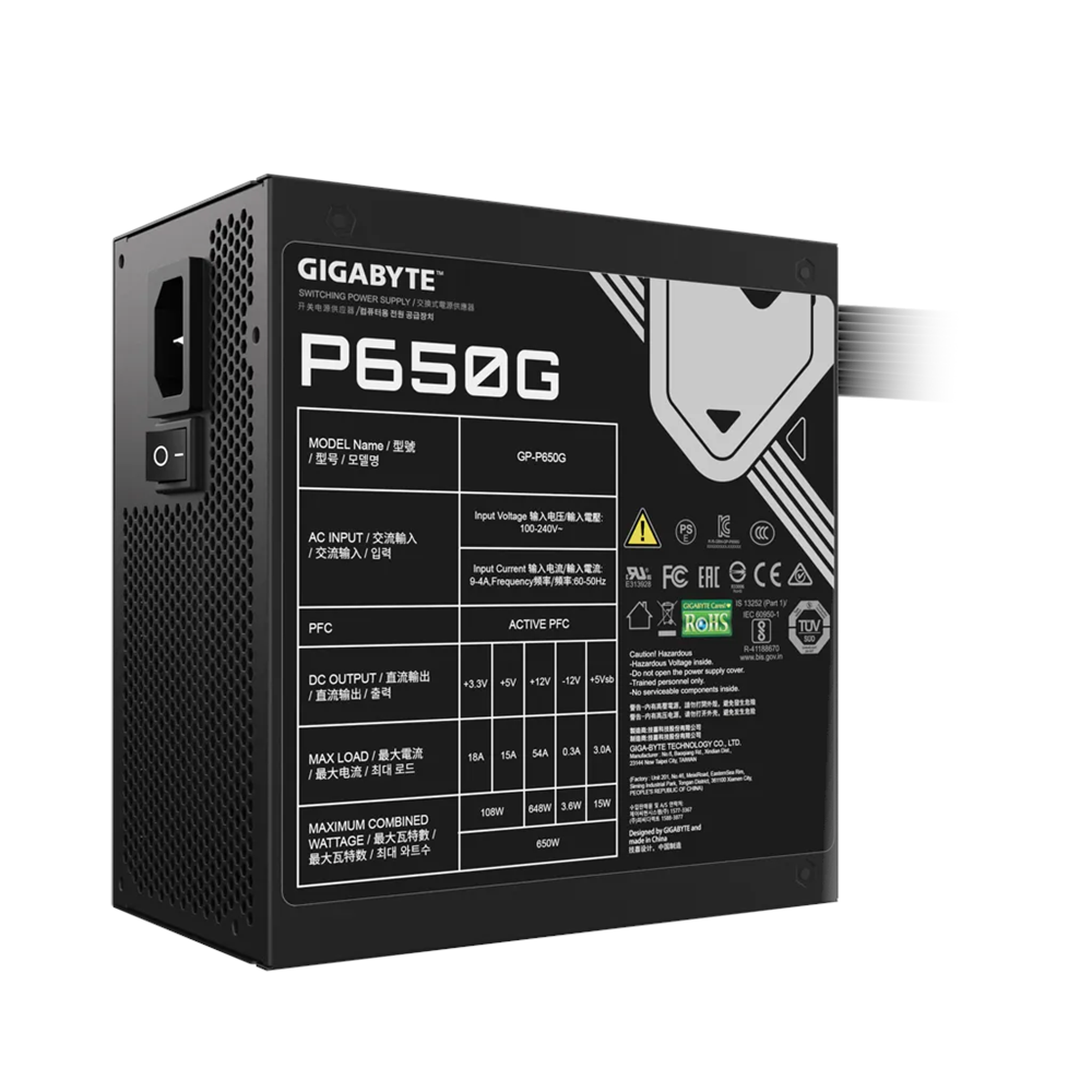 GIGABYTE GP-P650G, 650W, 80+ GOLD, GAMING Power Supply
