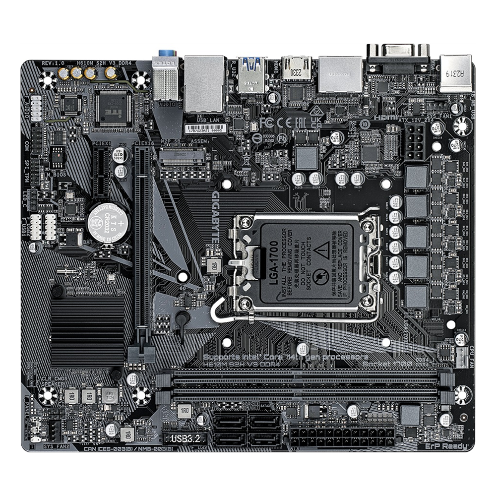 GIGABYTE H610M S2H V3, DDR4, rev1.0, 2xDDR4, M.2, D-SUB, HDMI, DP, 12-13.14.Nesil, LGA1700 Soket, Anakart
