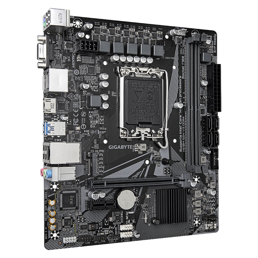 GIGABYTE H610M S2H V3, DDR4, rev1.0, 2xDDR4, M.2, D-SUB, HDMI, DP, 12-13.14.Nesil, LGA1700 Soket, Anakart