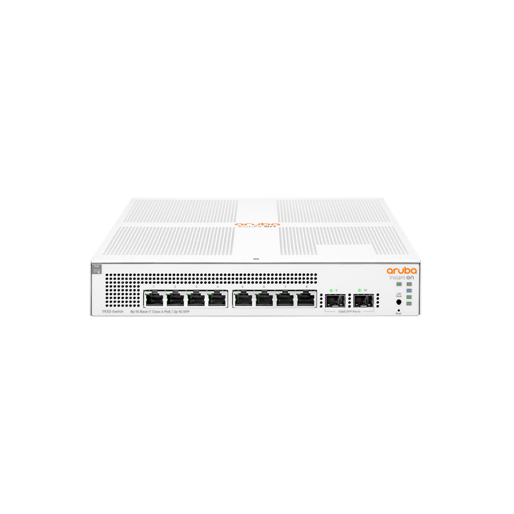 HP Aruba Instant On, JL681A, 1930-8G, 8Port, GigaBit, PoE 124W, 2 Port Gigabit SFP, Yönetilebilir, Rack Mount Switch