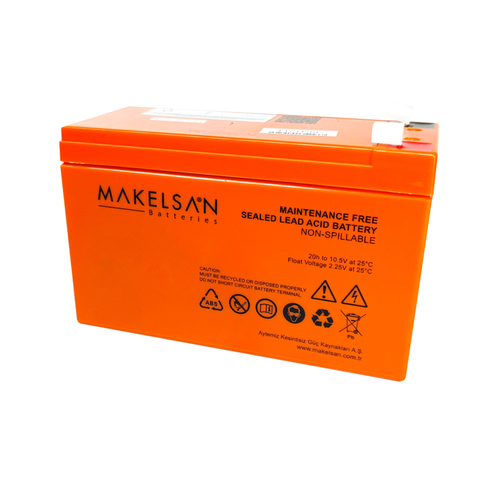 MAKELSAN 12V 9Ah, Bakımsız, Kuru Akü. UPS için Uygundur.