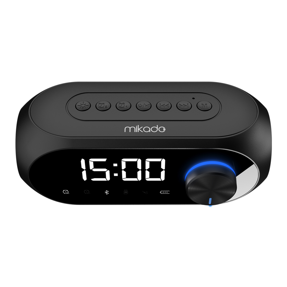 MIKADO MD-W7, Siyah, 5W, FM Radyo, USB, AUX, Bluetooth, Kablosuz, Taşınabilir, 1200mAh Batarya, Alarmlı Saat, Derece ve Speaker