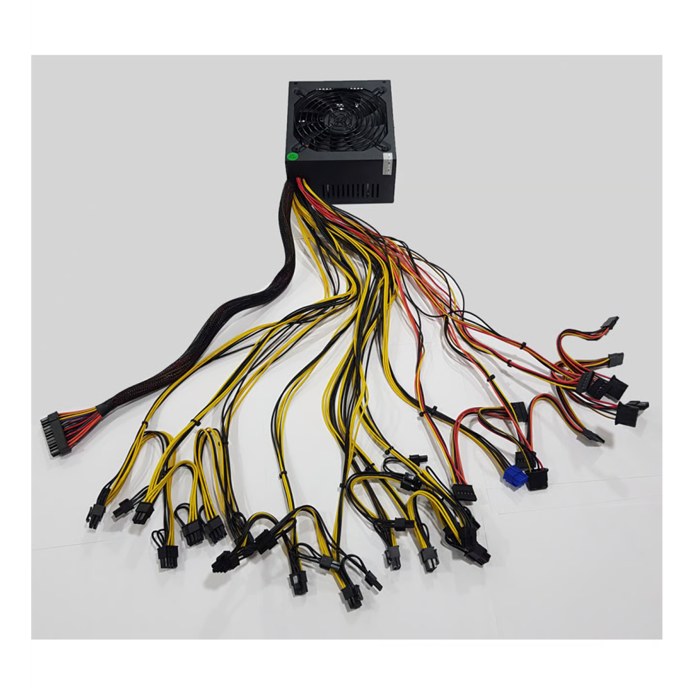 OLKO 2200, 2200W, 14cm Fan, 16xPCI-E 6+2Pin, 1x20+4Pin, 8xSata, ATX, Power Supply (PSU)