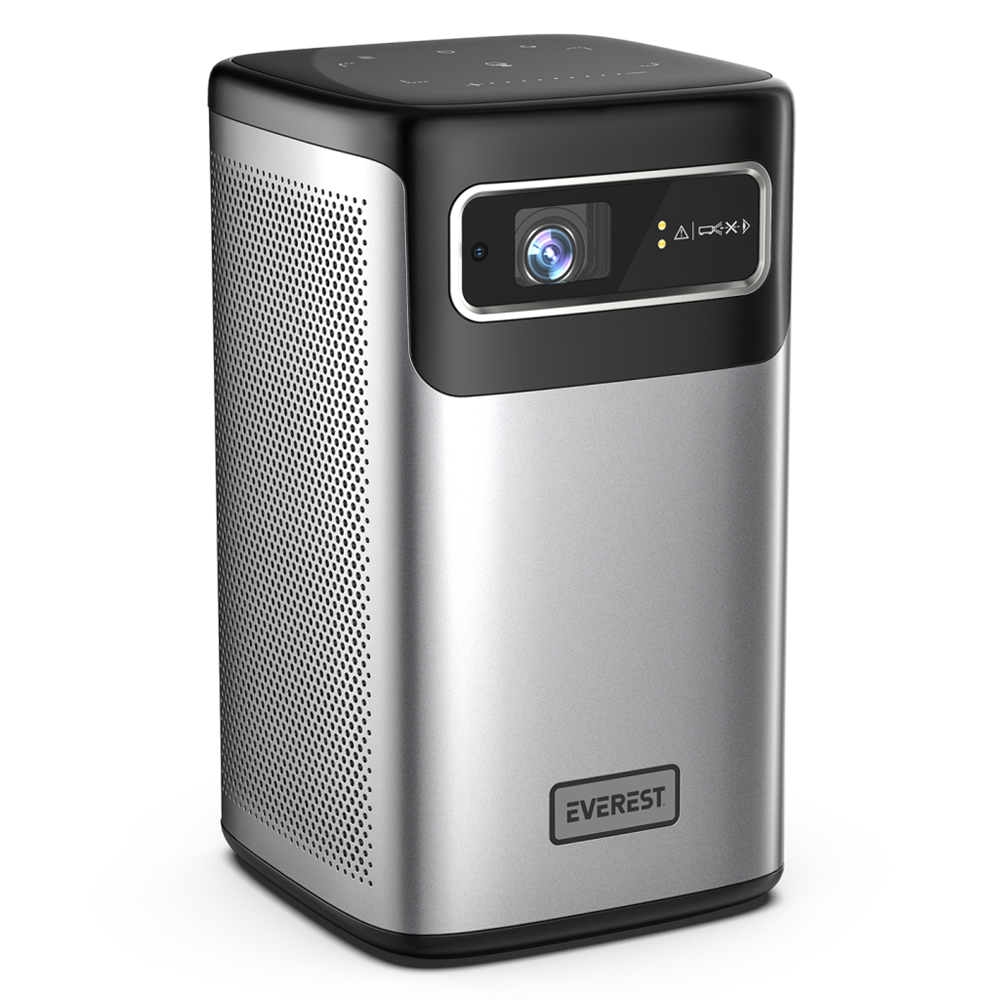 EVEREST PJ-DLP21, Gri, 5400 Lümen, 4K Destekli, 1xType-C, 1xHDMI, 1xUSB, WiFi, Bluetooth, 30.000 Saat Led Ömrü, 2x5W Speaker, 8000mAh Batarya, Taşınabilir, Android 9.0, 4K Projeksiyon Cihazı
