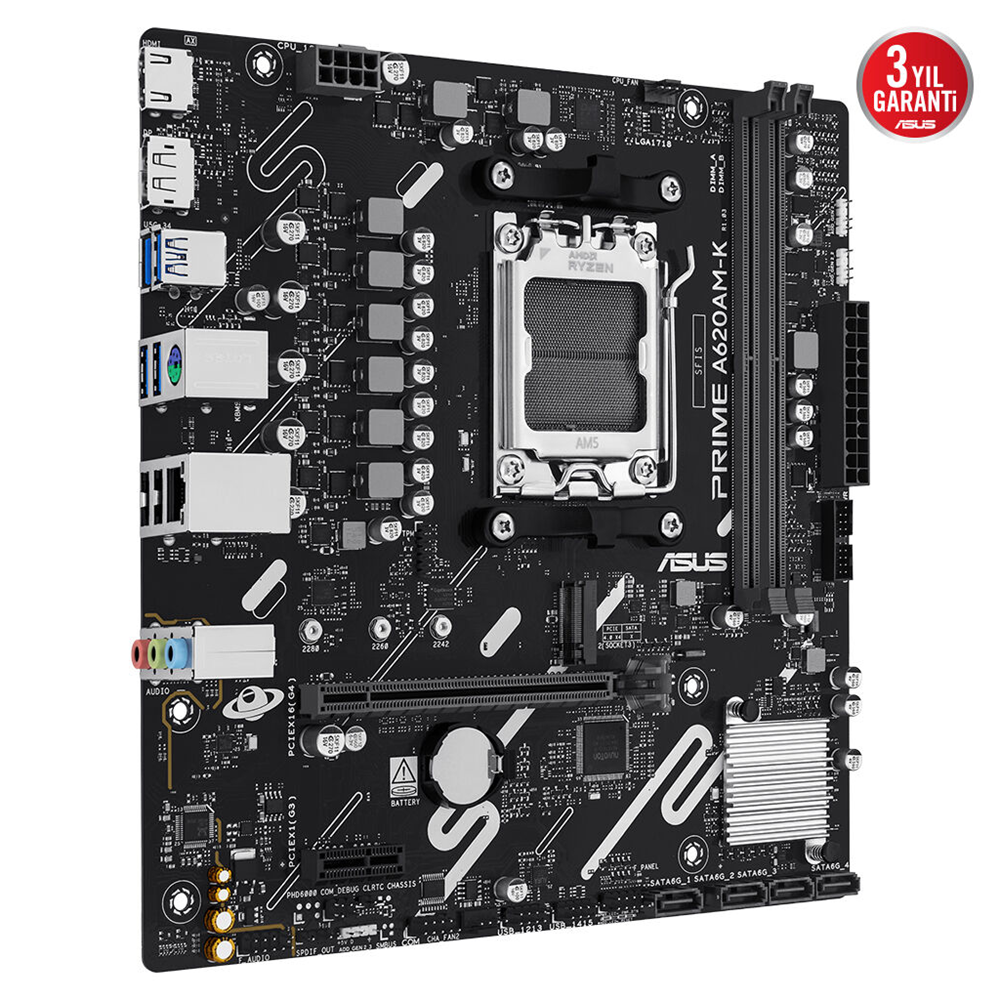 ASUS PRIME A620AM-K, 2xDDR5, 1x M.2, DP, HDMI, AM5 Soket Anakart