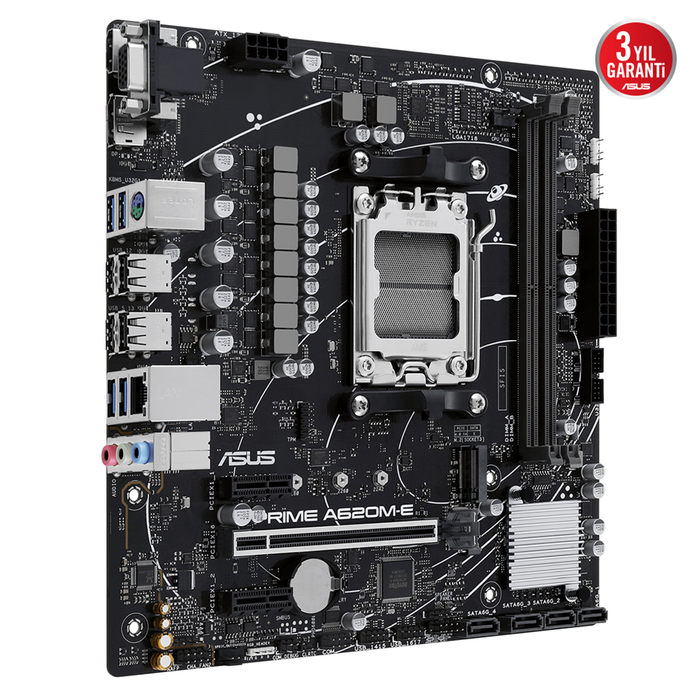 ASUS PRIME A620M-E-CSM, 2xDDR5, 1x M.2, D-SUB, DP, HDMI, AM5 Soket Anakart