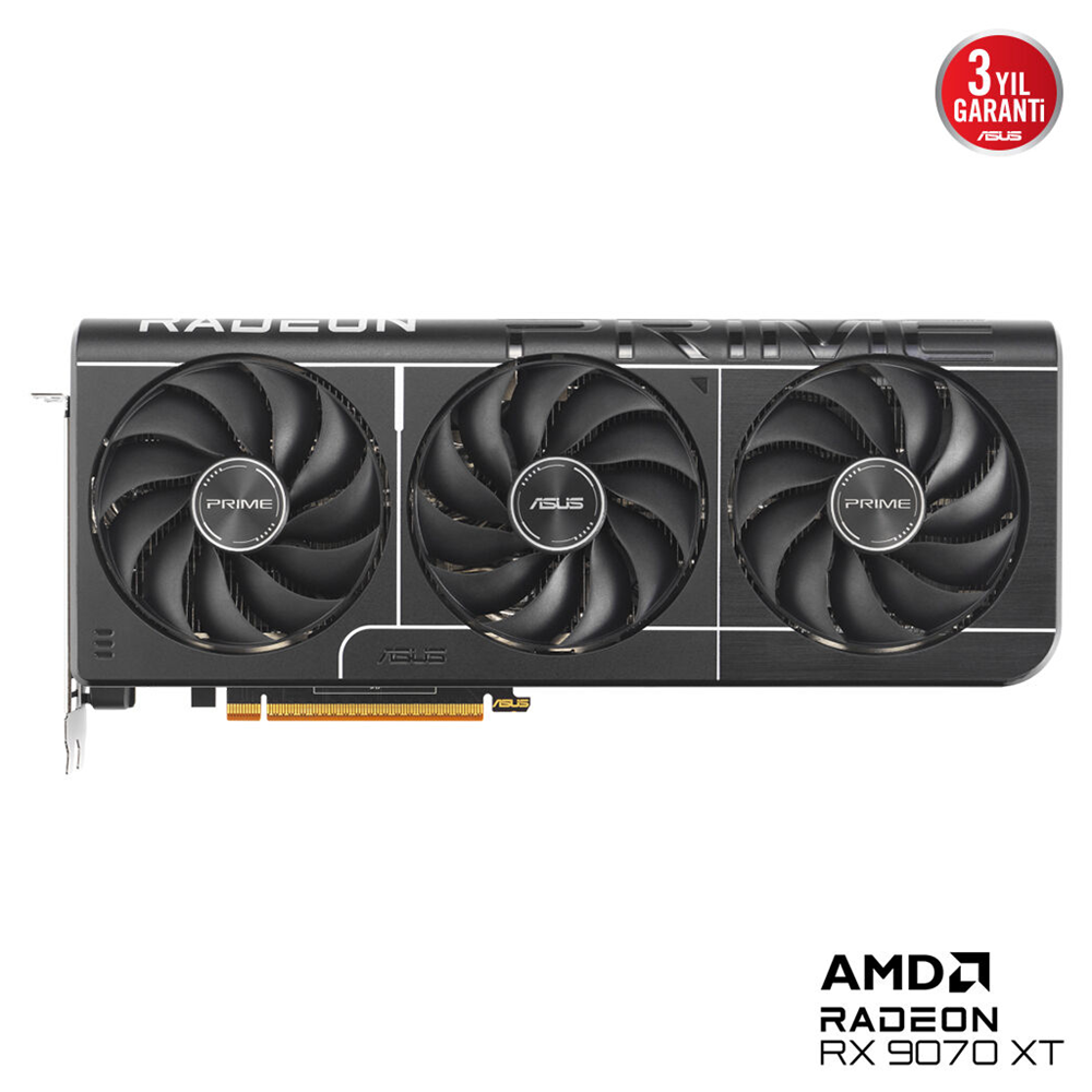 ASUS PRIME-RX9070XT-O16G, 16Gb, 256Bit, GDDR6, 1xHDMI, 3xDP, GAMING Ekran Kartı