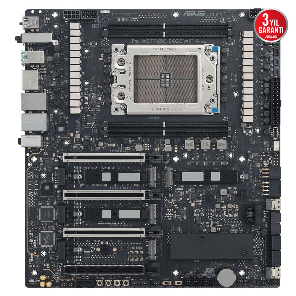 ASUS PRO WS TRX50-SAGE WIFI A, 4xDDR5, 4xM.2, HDMI, DP, Type-C, Wi-Fi 7, Bluetooth v5.4, TR5 Soket, CEB İş İstasyonu Anakart