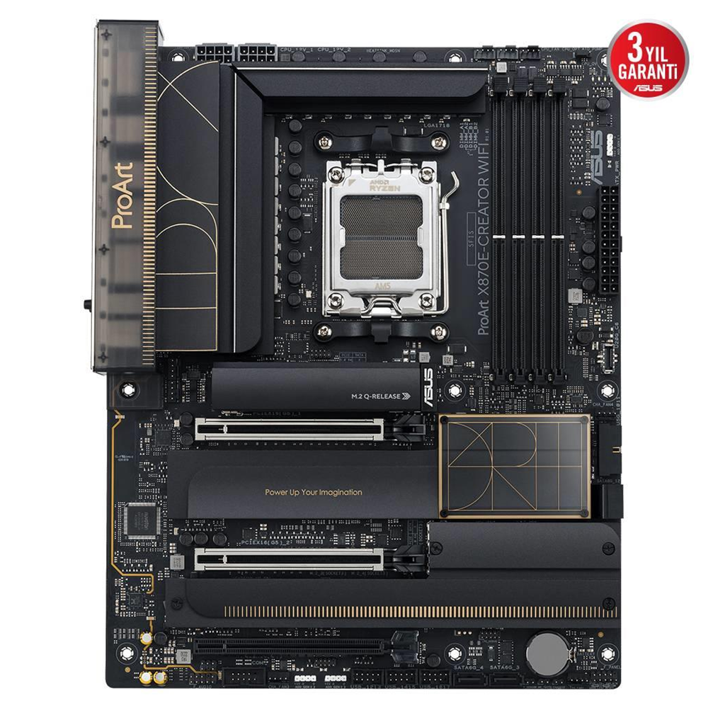 ASUS PROART X870E-CREATOR WIFI, 4xDDR5, 4xM.2, HDMI, DP, Type-C, PCIe 5.0, Wi-Fi 7, Bluetooth v5.4, AM5 Soket GAMING Anakart