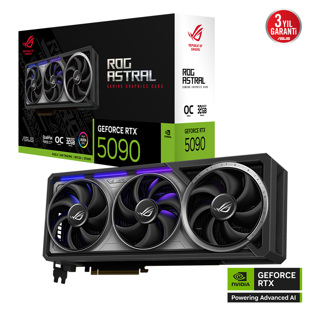 ASUS ROG-ASTRAL-RTX5090-O32G-GAMING, 32Gb, 512Bit, GDDR7, 2xHDMI, 3xDP GAMING Ekran Kartı