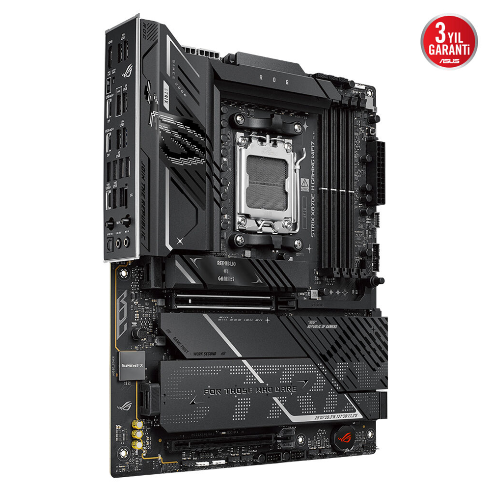 ASUS ROG STRIX X870E-H GAMING WIFI7, 4xDDR5, 4xM.2, DP, HDMI, Type-C, PCIe 5.0, Wi-Fi 7, Bluetooth v5.4, AM5 Soket GAMING Anakart