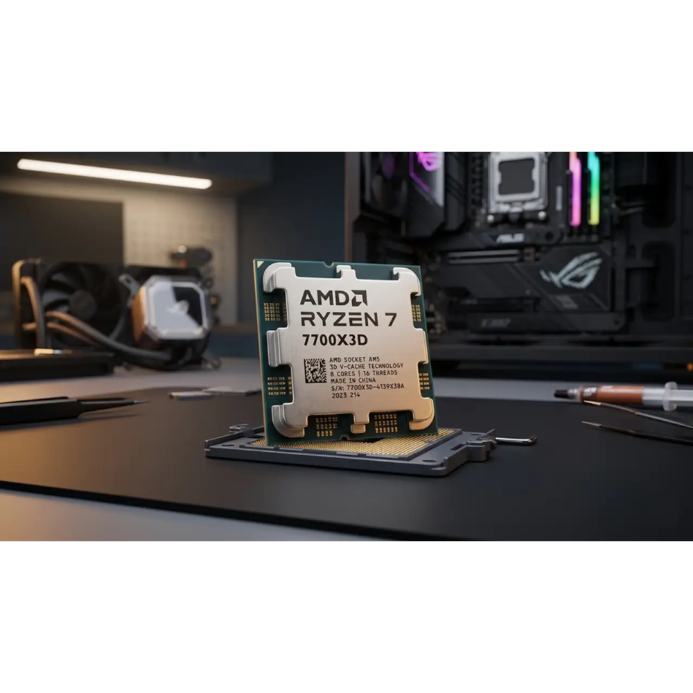 AMD RYZEN 7 7700X3D 8 Core, 4,00-4.50GHz, 104Mb Cache, 120W, AM5 Soket, TRAY, (Dahili Grafik VAR, Fan YOK) TÜRKİYE Distibütör GARANTİLİ