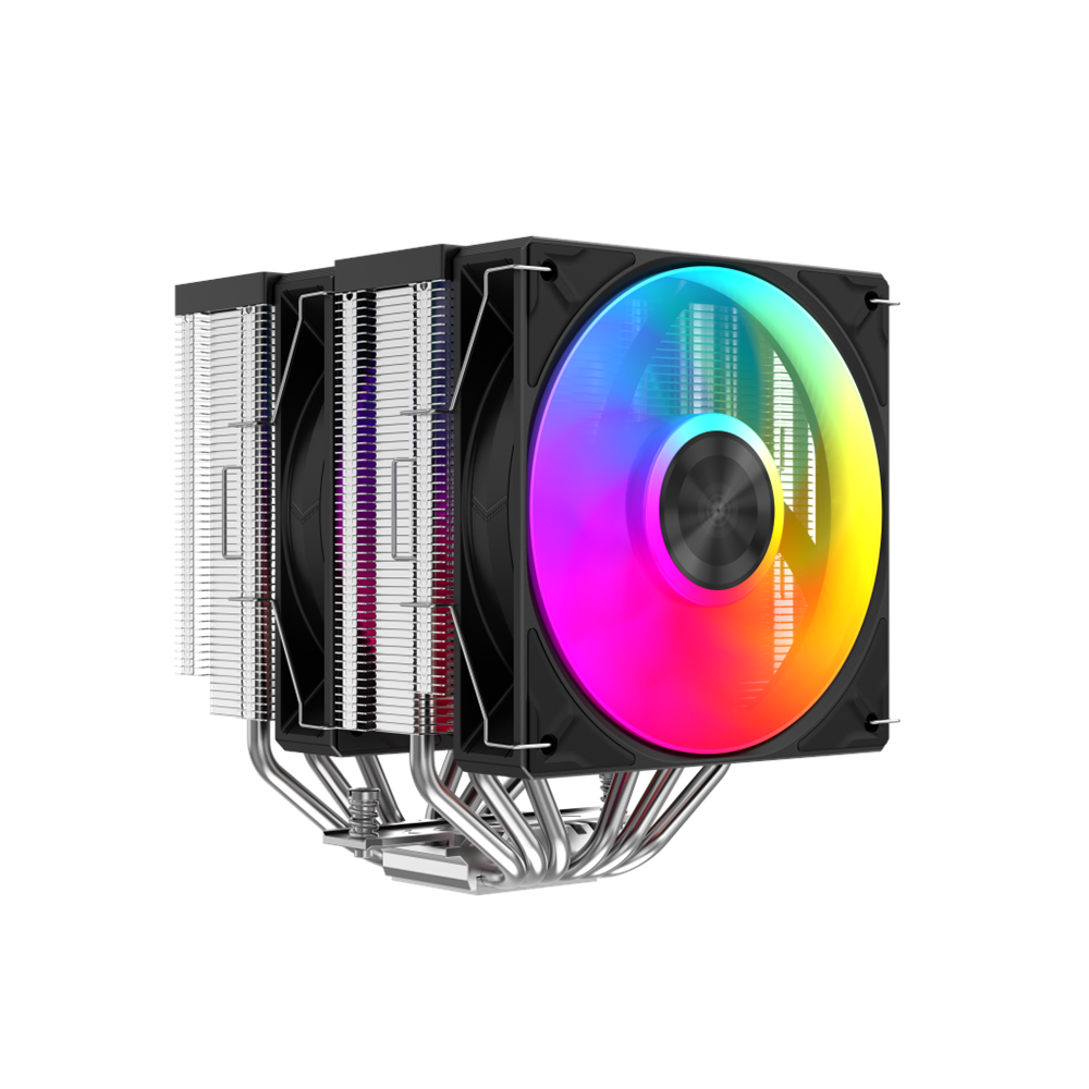 SAMA A60L, Black, 2x120mm ARGB Fan, Kule Tipi Hava Soğutma, 6 adet Gelişmiş Nikel Kaplı Bakır Isı Borusu, CPU Fan (AMD ve INTEL Tüm işlemciler ile uyumlu)