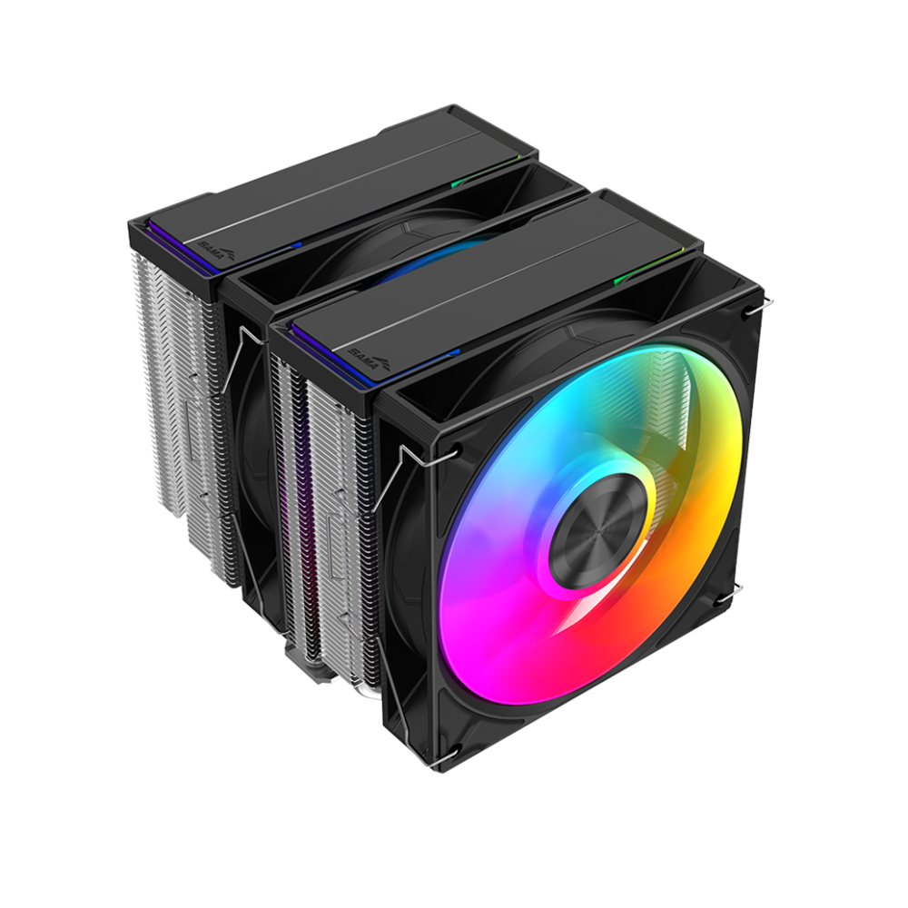 SAMA A60L, Black, 2x120mm ARGB Fan, Kule Tipi Hava Soğutma, 6 adet Gelişmiş Nikel Kaplı Bakır Isı Borusu, CPU Fan (AMD ve INTEL Tüm işlemciler ile uyumlu)