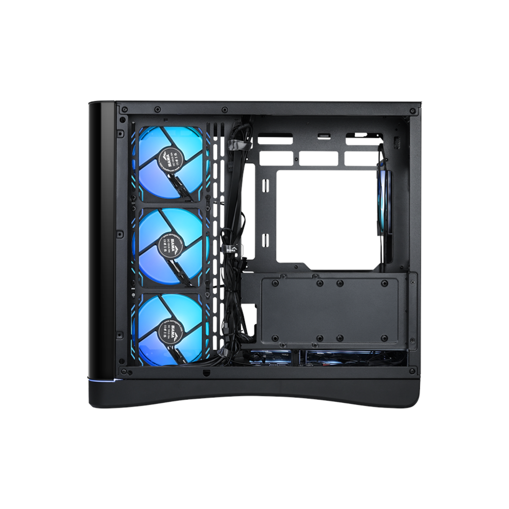 SAMA V62BK Black, B850BK 850W, 80+ Bronze, PCIE 5.1, ATX3.1, Tempered Glass Panel, Panoramic Tasarım, Type-C, 7x120mm ARGB INFINITY Fan, ATX, GAMING KASA