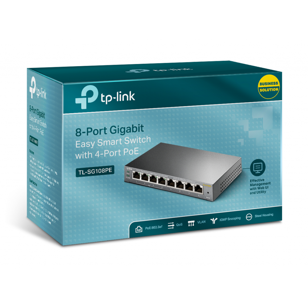 TP-LINK TL-SG108PE, 8 Port, GigaBit, 4 Port PoE 64W, Easy Smart, Yönetilebilir, Metal Kasa, Masaüstü Switch