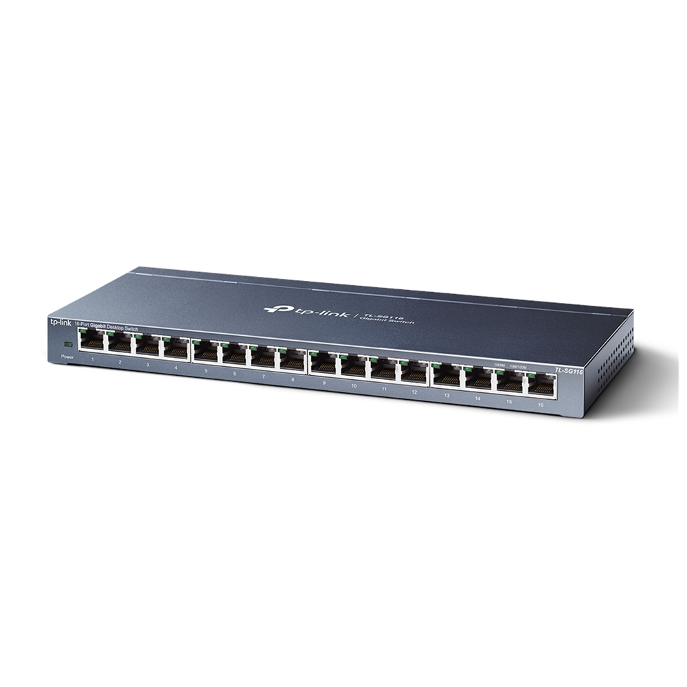 TP-LINK TL-SG116(UN) V2, 16 Port, GigaBit, Metal Kasa, Masaüstü Switch