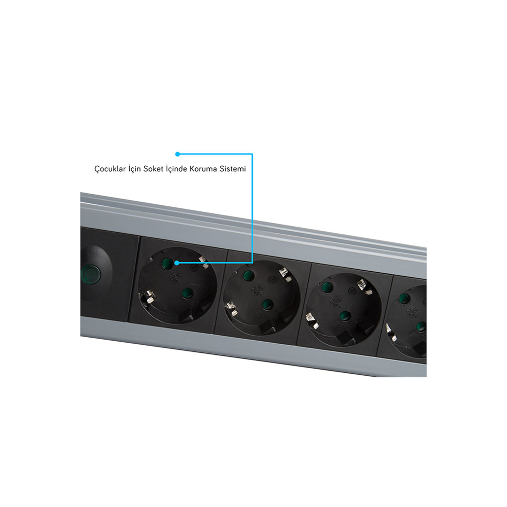 S-LINK Swapp SPGKS05, 5 Soket, Akım Korumalı Priz, 1.5Mt Kablo, 900 Joule (Gri) %100 Bakır
