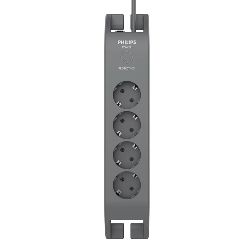 PHILIPS SPN3140A/62, 4 Soket, Akım Korumalı Priz, 900 Joules, 2Mt Kablo, (Gri)