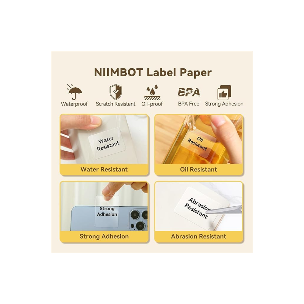 NIIMBOT T40 Etiket 40mm x 30mm 230 adet Beyaz (B1,B21S,B3S)