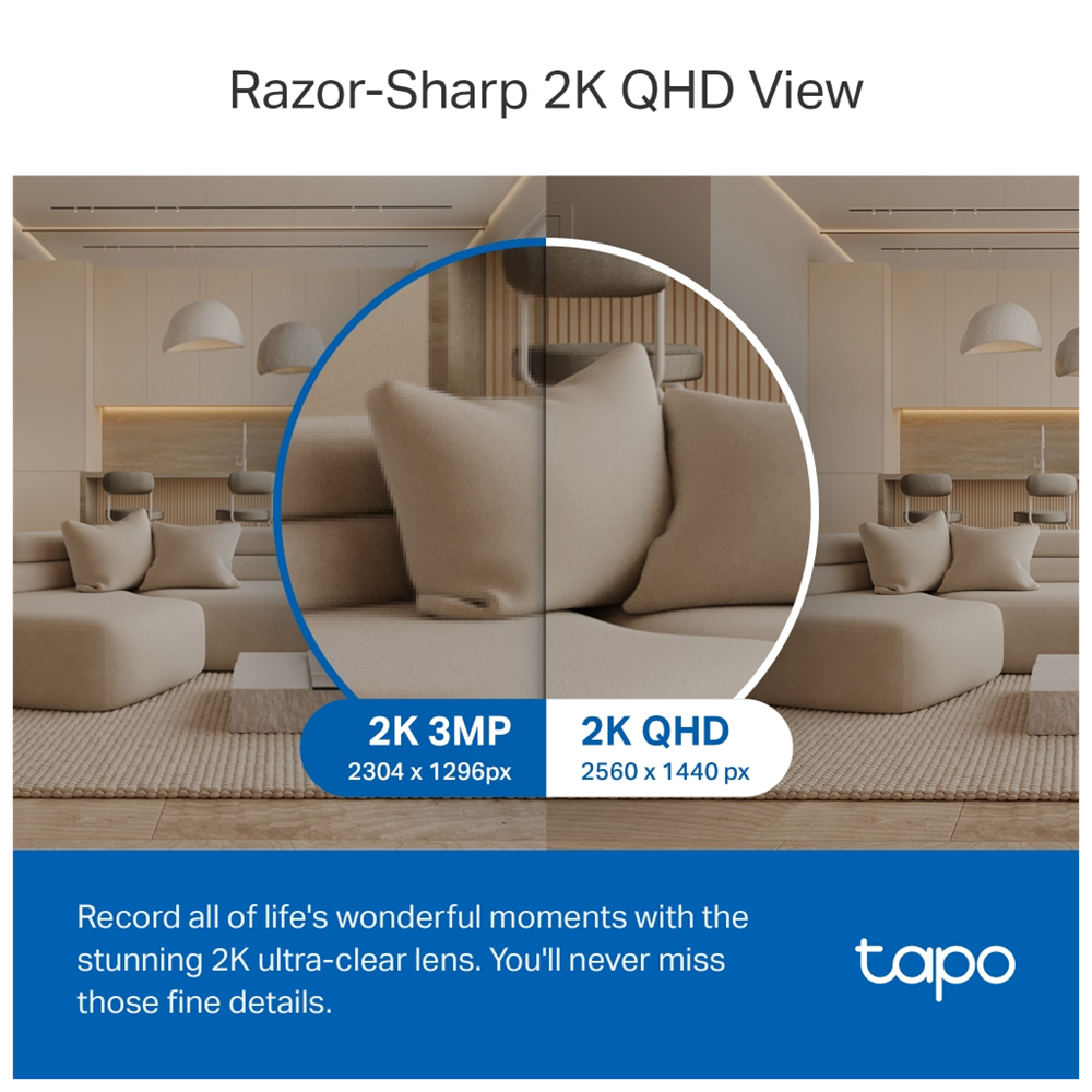 TP-LINK Tapo TC72 (C220), 2K QHD 4,0Mpix, İç Mekan WiFi, 9Mt. Gece Görüşü, 360 Dönüş, İki Yönlü Ses Güvenlik Yapay Zeka Destekli Kamera