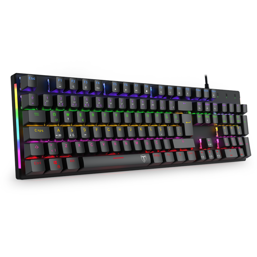 T-DAGGER NAXOS, T-TGK310-BL, USB Kablolu, Türkçe Q, Rainbow Backlight, Blue Mekanik Switch, 104 Tuşlu, Gaming Klavye