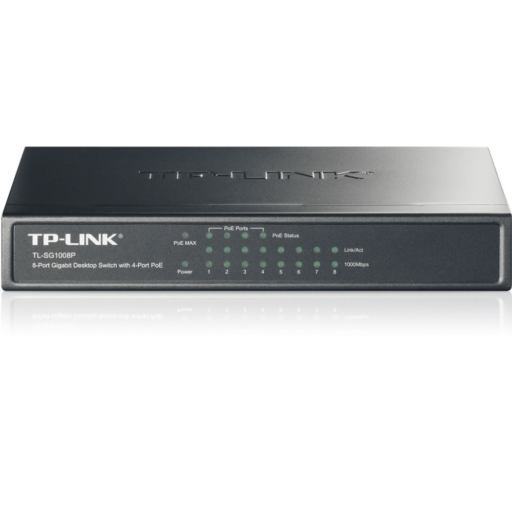 TP-LINK TL-SG1008P, 8 Port, GigaBit, 4 Port PoE, 55W, Yönetilemez, Metal Kasa, Masaüstü Switch