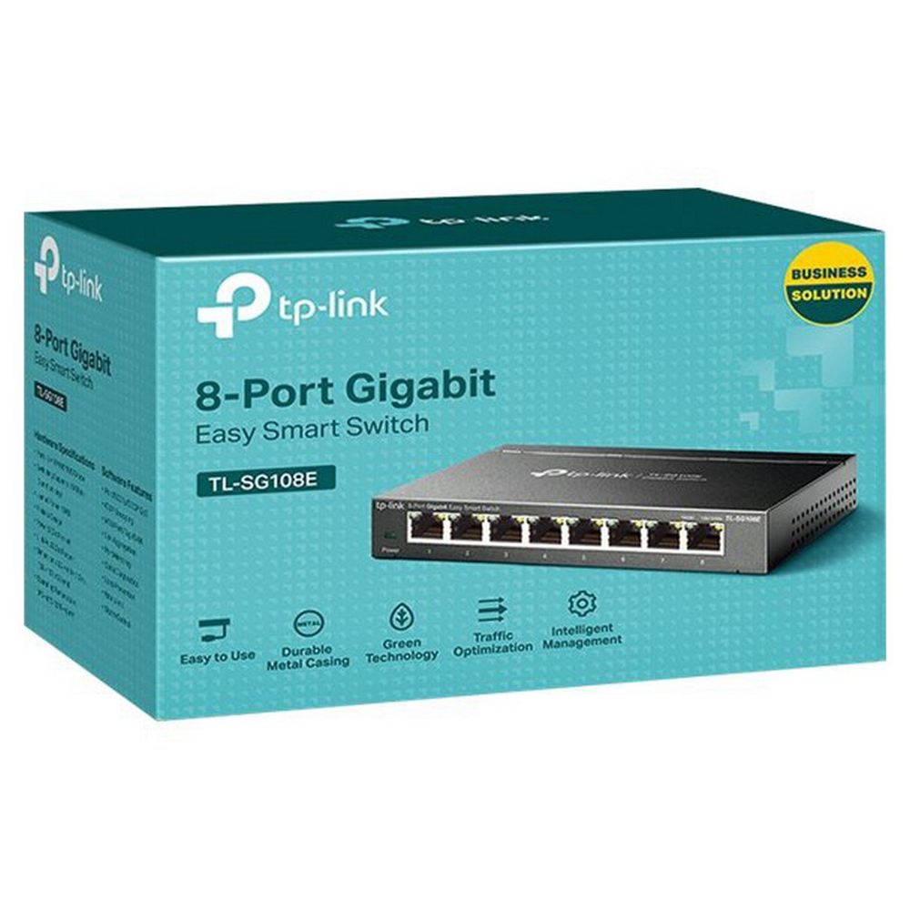 TP-LINK TL-SG108E, 8 Port, GigaBit, Easy Smart, Yönetilebilir, Metal Kasa, Masaüstü Switch