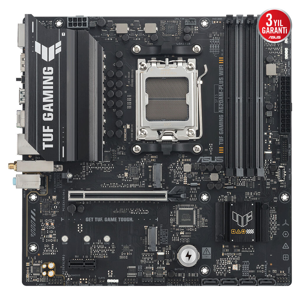 ASUS TUF GAMING A620AM-PLUS WIFI, 4xDDR5, 2x M.2, HDMI, 2xDP, Wi-Fi 6, Bluetooth v5.3, AM5 Soket GAMING Anakart