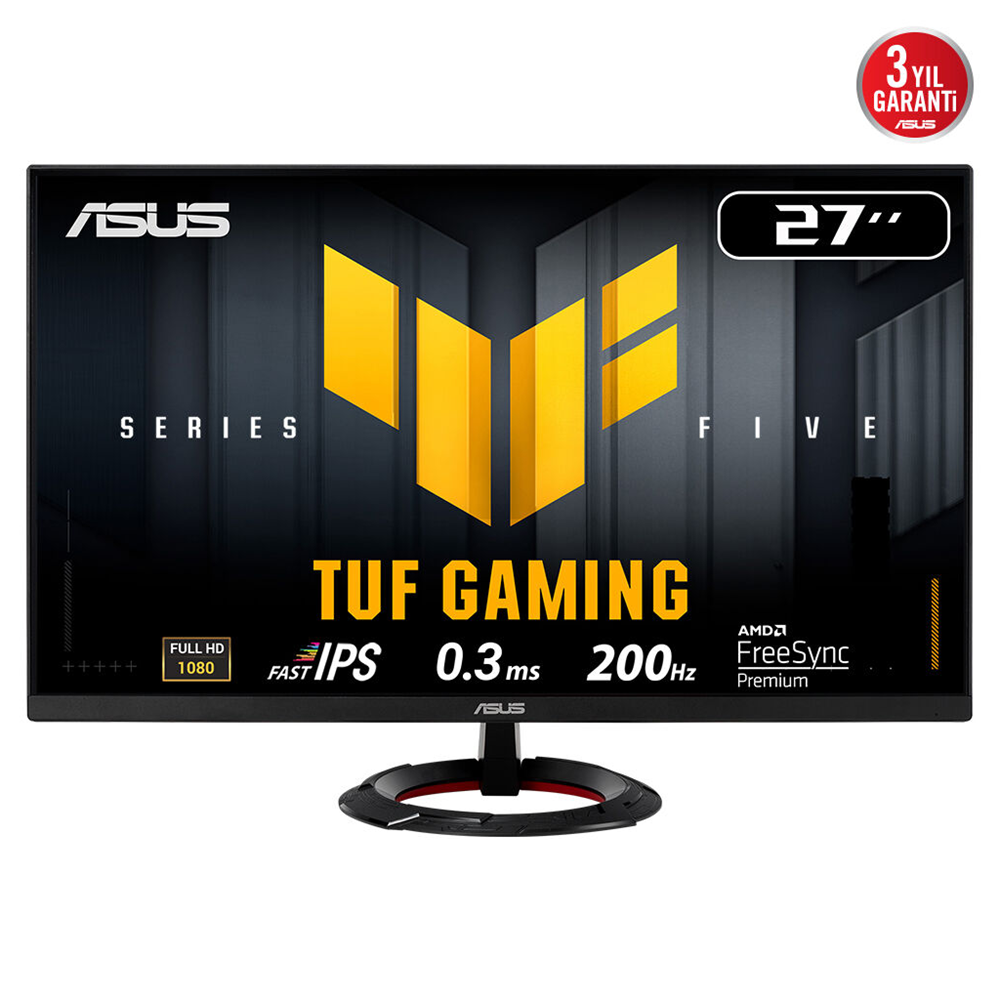 ASUS TUF GAMING VG279Q5R 27" 0.3ms, 200Hz, Full HD, DP, 2xHDMI, Hoparlör, Fast IPS LED, ELMB Sync Premium, GAMING Monitör