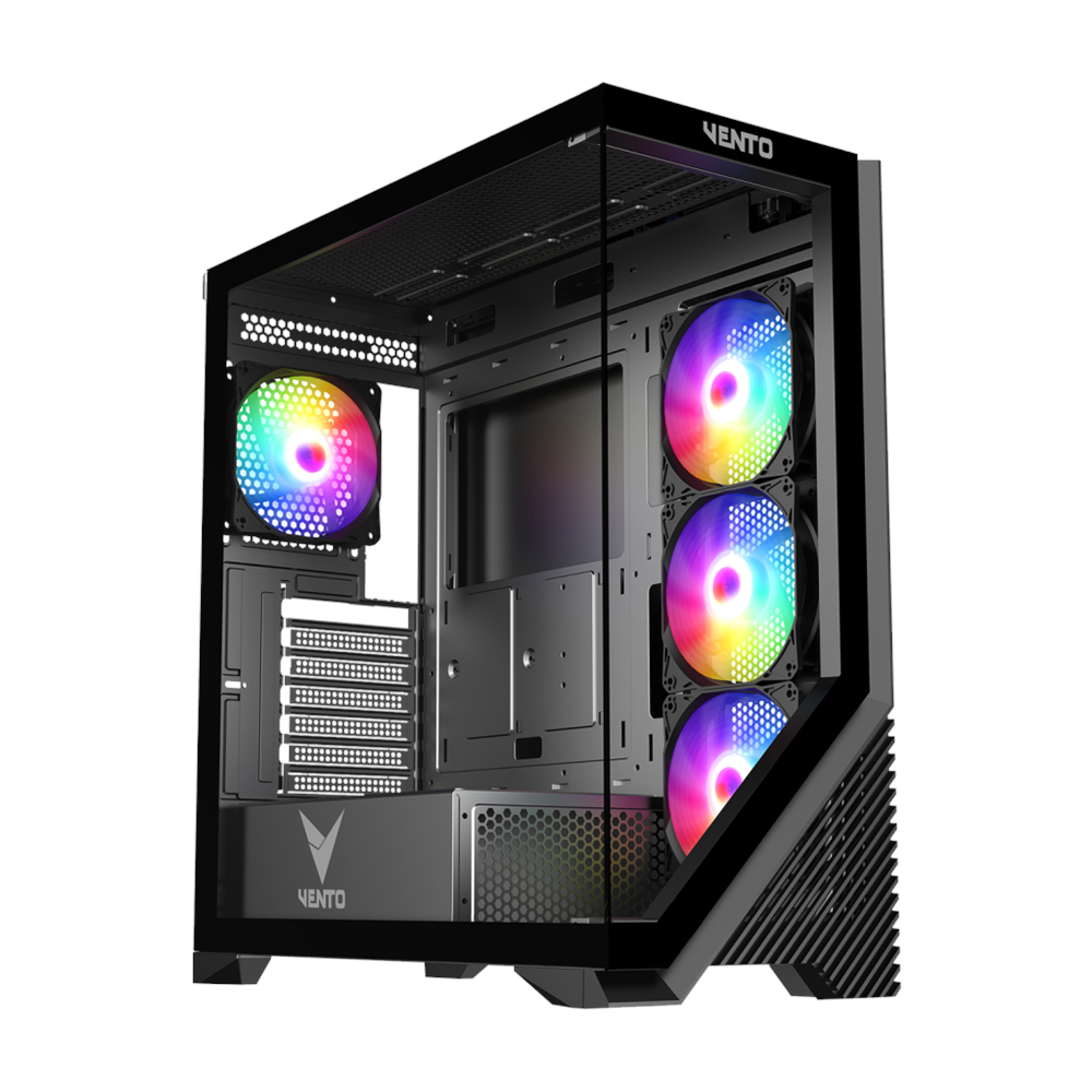 VENTO VG4202FL, 850W, 80 Plus, Siyah, Temperli Cam, RGB, ATX, Akvaryum Tipi, GAMING KASA