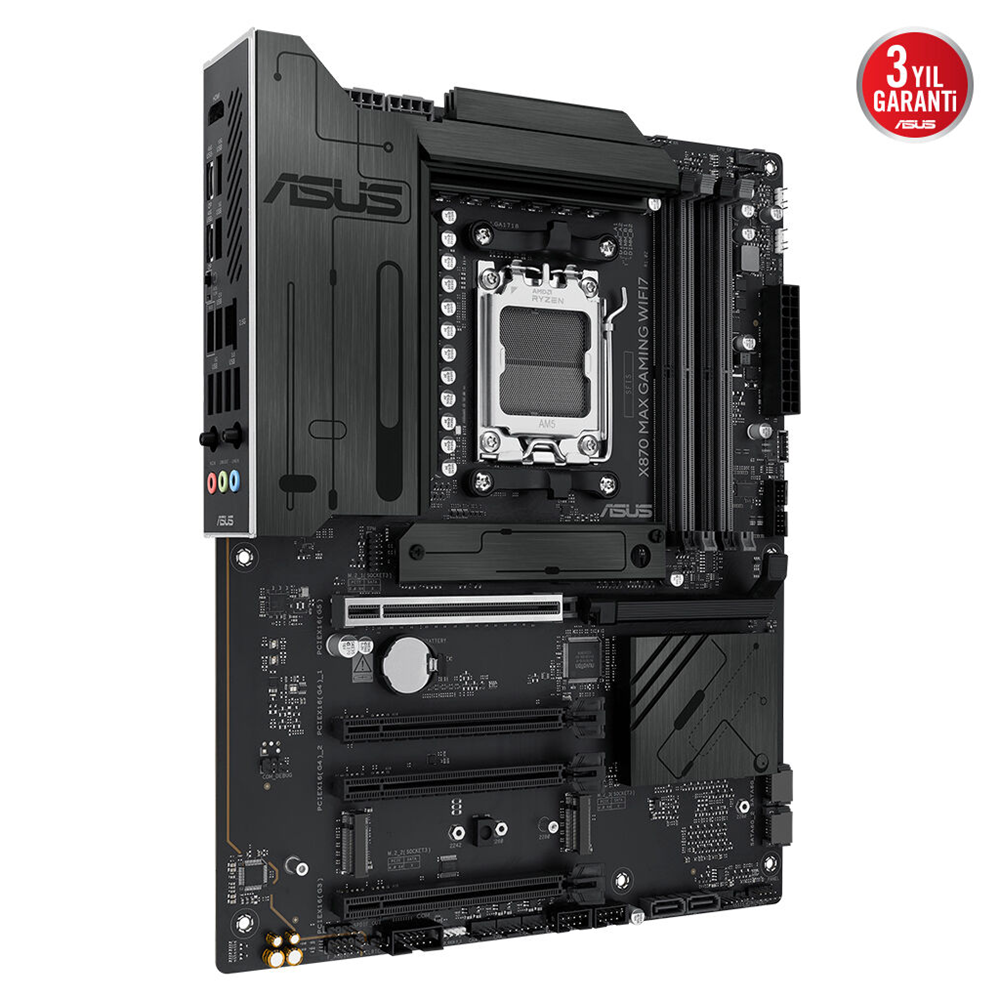 ASUS X870 MAX GAMING WIFI7, 4xDDR5, 3x M2, HDMI, DP, Type-C, Wi-Fi 7, Bluetooth v5.3, AM5 Soket GAMING Anakart
